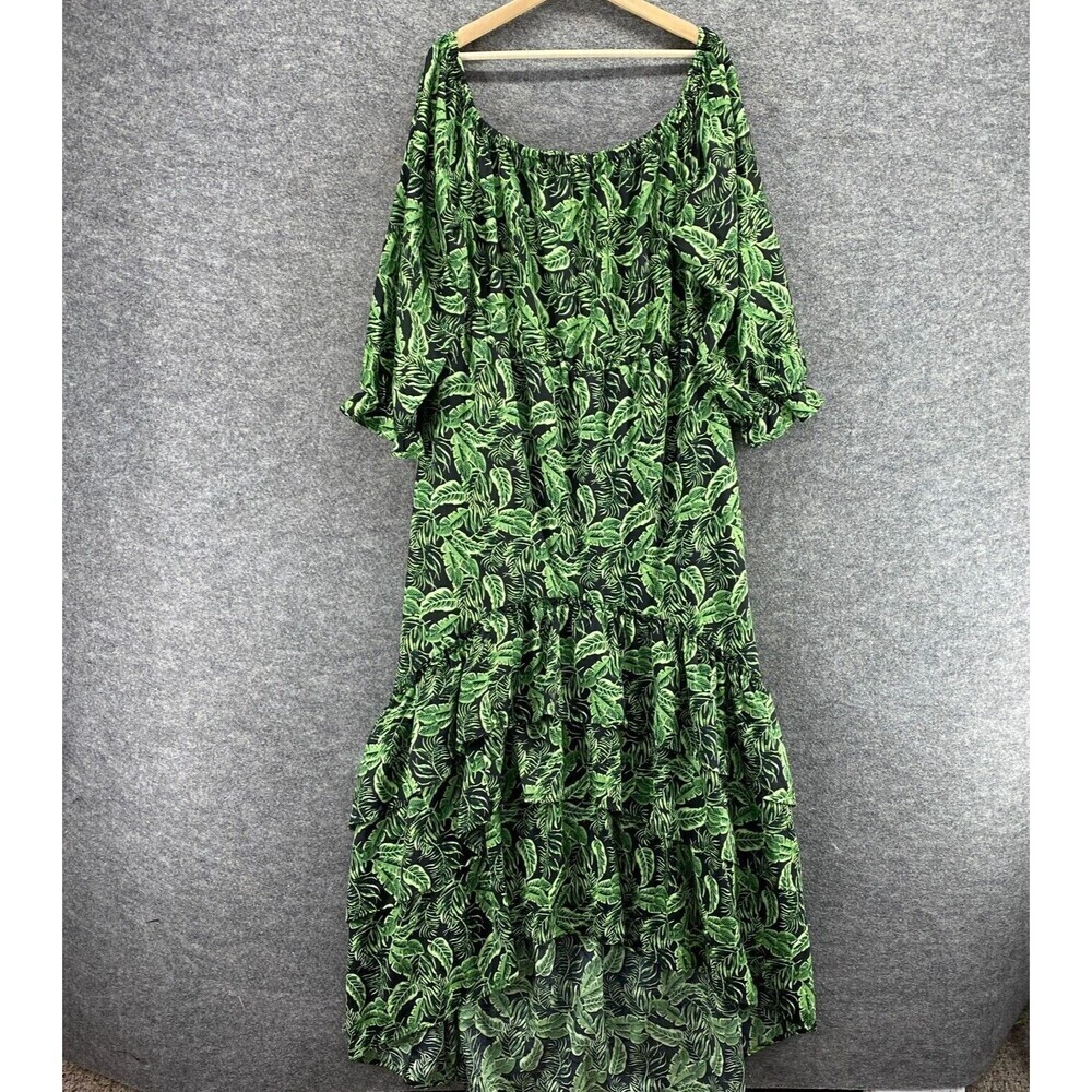 Boohoo Dress Women 14 Black Floral Maxi Long 3/4 Sleeve Round Neck Breathable